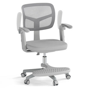 Kids Desk Chair Children Study Chair with Adjustable Height Armrest and Footrest-Grey