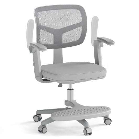 Kids Desk Chair Children Study Chair with Adjustable Height Armrest and Footrest-Grey