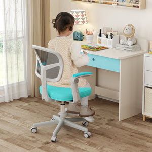 Kids Desk Chair Children Study Chair with Adjustable Height Armrest and Footrest-Green