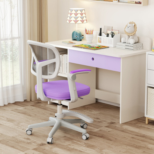 Kids Desk Chair Children Study Chair with Adjustable Height Armrest and Footrest-Purple