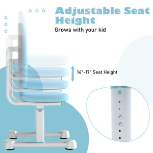 Kids Desk Chair Children Study Chair with Double Back Support and Adjustable Height-Blue