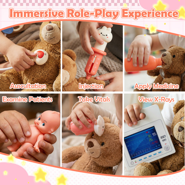 Kids Doctor Play Set with Adjustable Height Bar