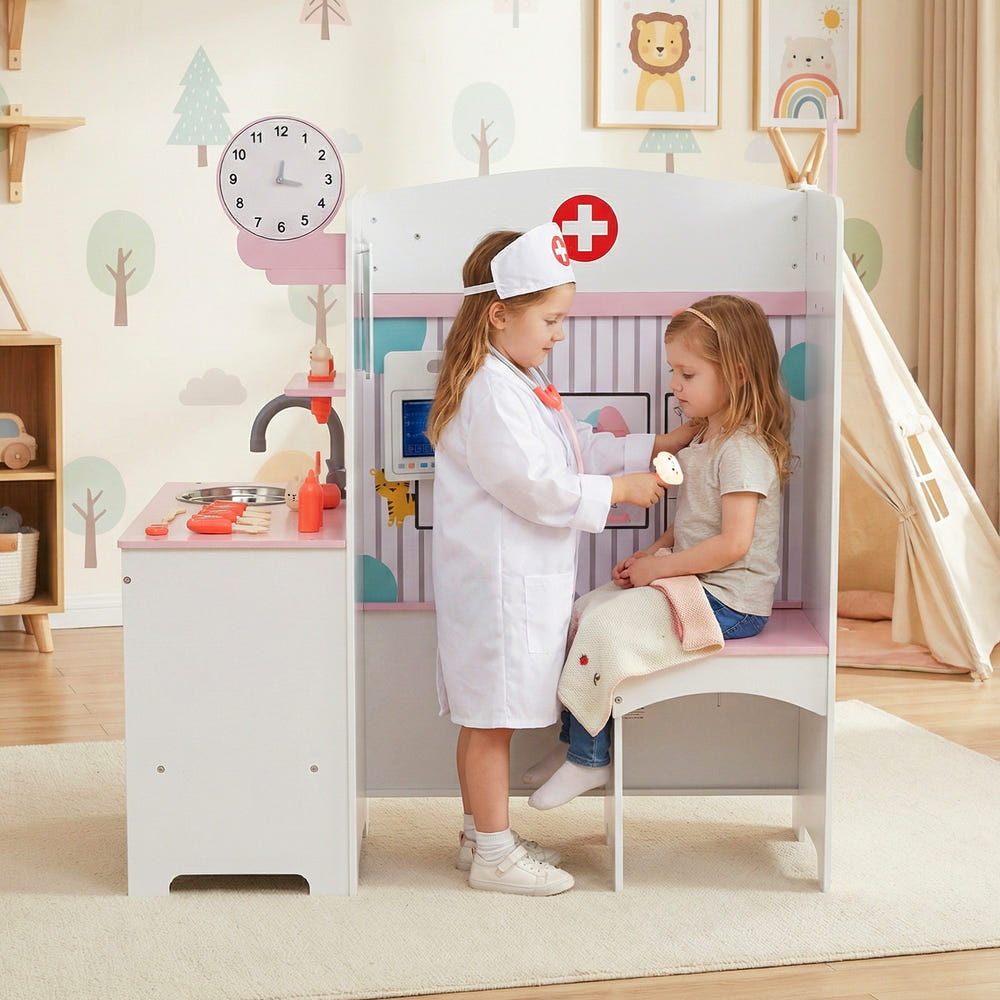 Kids Doctor Play Set with Adjustable Height Bar - Realistic