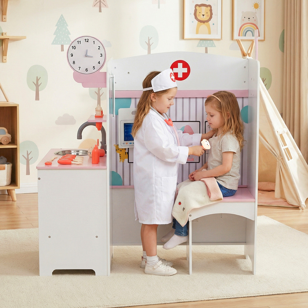 Kids Doctor Play Set with Adjustable Height Bar - Realistic