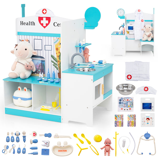 Kids Doctor Play Set with Adjustable Height Bar