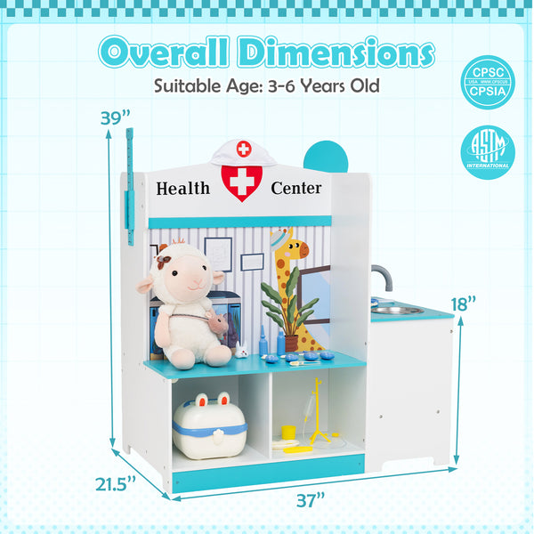 Kids Doctor Play Set with Adjustable Height Bar