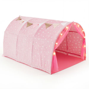 Kids Dream Bed Tent Twin Bunk Bed with Glow in the Dark Stars and Lights