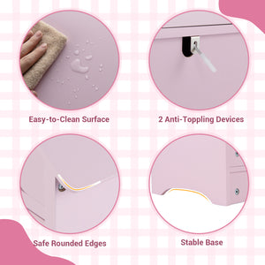 Kids Dress Up Storage with Mirror Roofed Wardrobe Closet with Open Hanging Rack