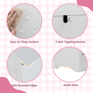 Kids Dress Up Storage with Mirror Roofed Wardrobe Closet with Open Hanging Rack