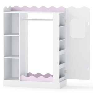 Kids Dress Up Storage with Mirrors and Hanging Rack and Shelves for Bedroom