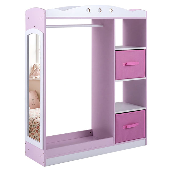 Kids Dress Up Storage with Full Length Mirror - Pink