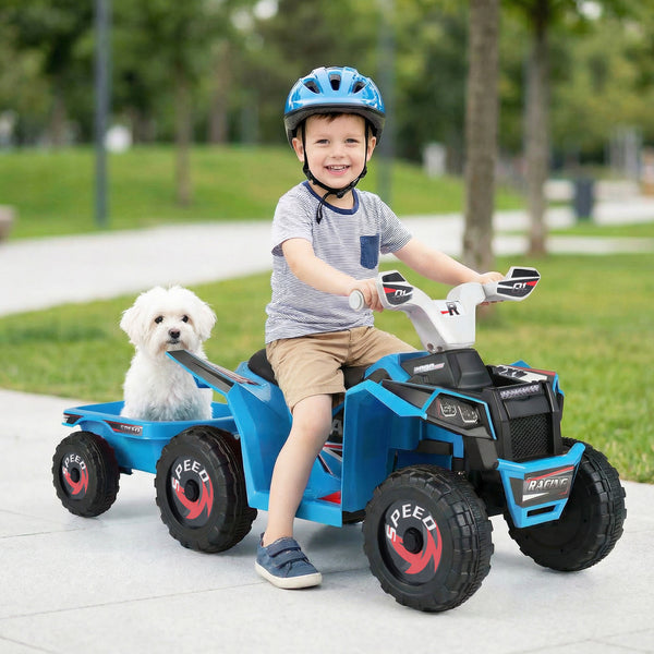 6V Kids Electric ATV Quad Car with Detachable Trailer - Rechargeable