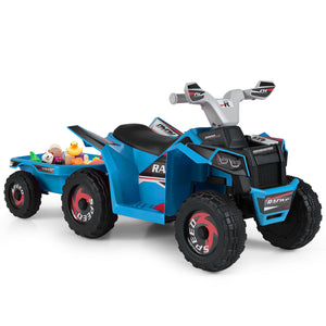 6V Kids Electric ATV Quad Car with Detachable Trailer - Rechargeable
