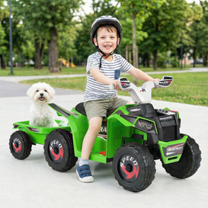 6V Kids Electric ATV Quad Car with Detachable Trailer - Rechargeable