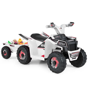 6V Kids Electric ATV Quad Car with Detachable Trailer - Rechargeable