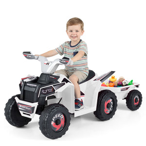6V Kids Electric ATV Quad Car with Detachable Trailer - Rechargeable