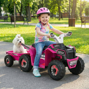 6V Kids Electric ATV Quad Car with Detachable Trailer - Rechargeable