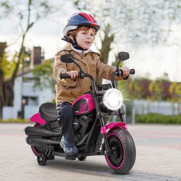 Kids Electric Motorcycle with Training Wheels and LED Headlights