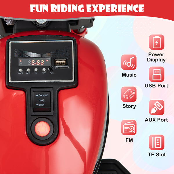 Kids Electric Motorcycle with Training Wheels and LED Headlights