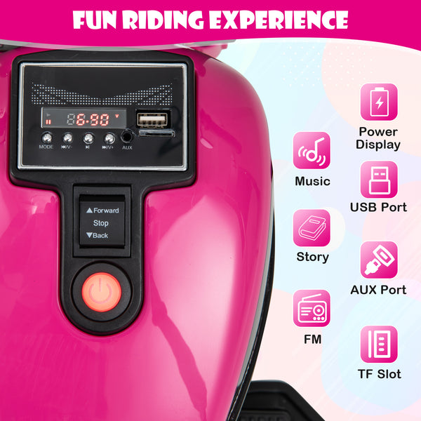 Kids Electric Motorcycle with Training Wheels and LED Headlights