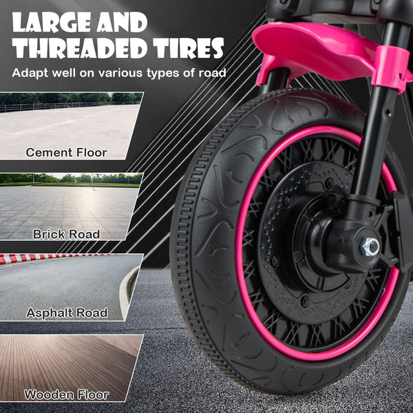 Kids Electric Motorcycle with Training Wheels and LED Headlights