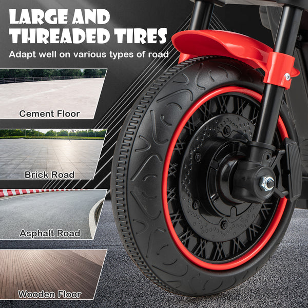 Kids Electric Motorcycle with Training Wheels and LED Headlights
