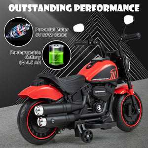 Kids Electric Motorcycle with Training Wheels and LED Headlights