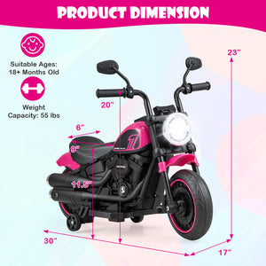 Kids Electric Motorcycle with Training Wheels and LED Headlights