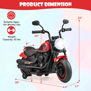 Kids Electric Motorcycle with Training Wheels and LED Headlights