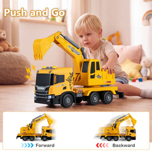 Kids Excavator Truck Toy with Adjustable Arm and Rotating Cab Licensed Scania-Yellow