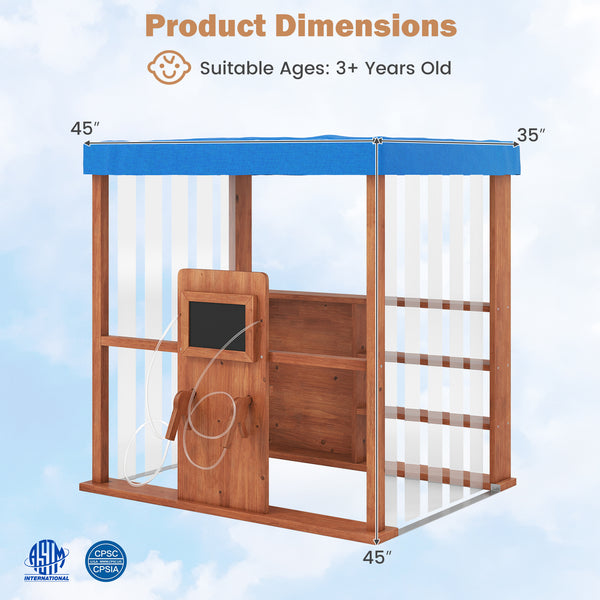 Kids Gas Station Playhouse with Gas Refueling Guns for Aged 3+
