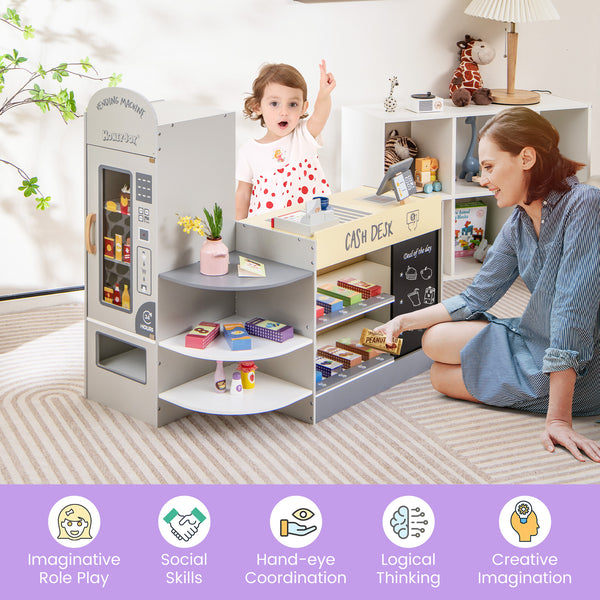 Kids Grocery Store Playset with Cash Register POS Machine