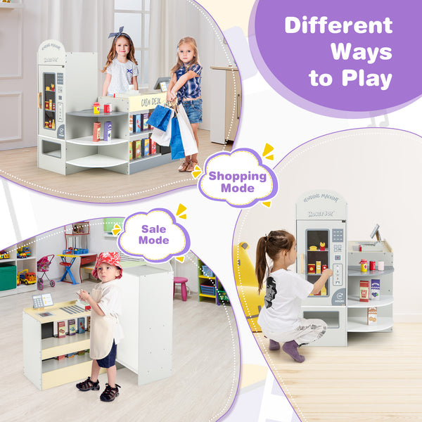Kids Grocery Store Playset with Cash Register POS Machine