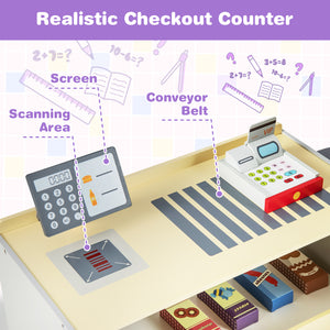 Kids Grocery Store Playset with Cash Register POS Machine