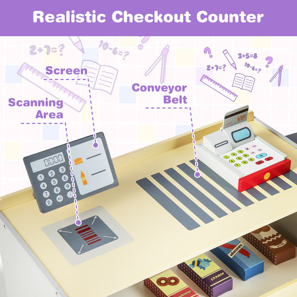 Kids Grocery Store Playset with Cash Register POS Machine