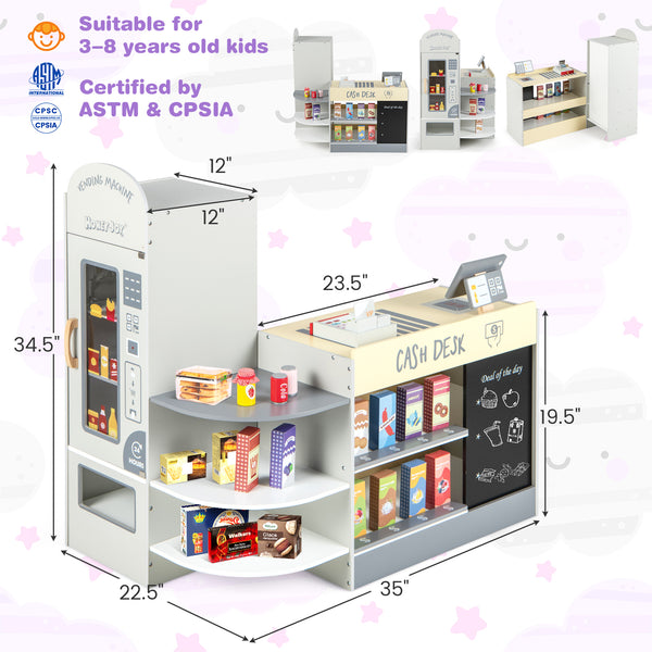 Kids Grocery Store Playset with Cash Register POS Machine