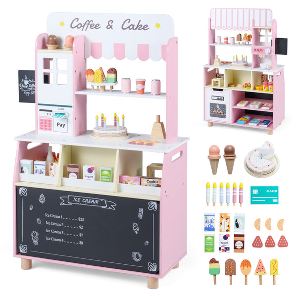 Kids Ice Cream Shop with 27 Accessories and Ice Cream Machine for Ages 3+