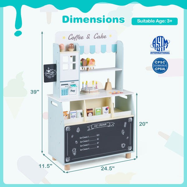 Kids Ice Cream Shop with 27 Accessories and Ice Cream Machine for Ages 3+