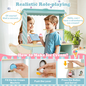 Kids Ice Cream Truck Pretend Play Set for Toddlers with Vending Machine