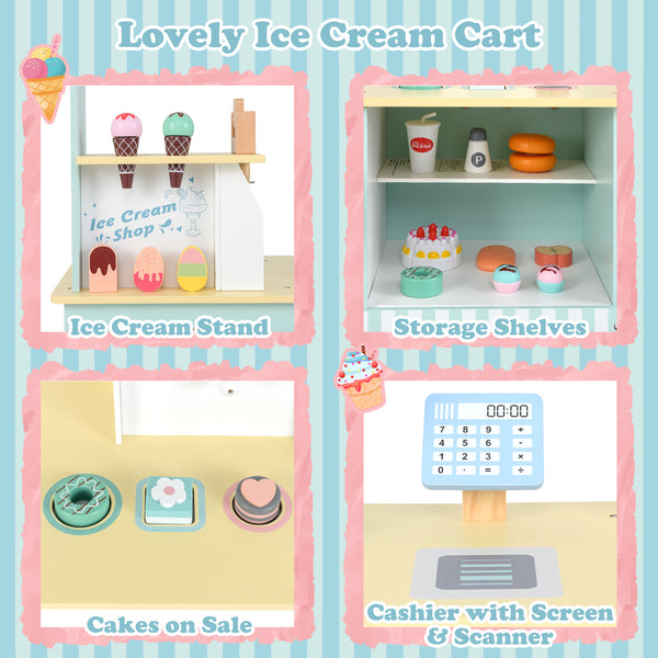 Kids Ice Cream Truck Pretend Play Set for Toddlers with Vending Machine