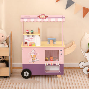 Kids Ice Cream Truck Pretend Play Set for Toddlers with Vending Machine