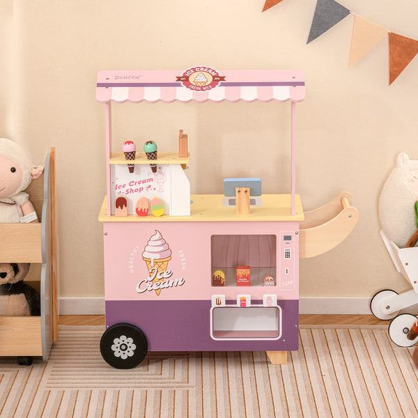Kids Ice Cream Truck Pretend Play Set for Toddlers with Vending Machine
