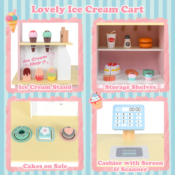 Kids Ice Cream Truck Pretend Play Set for Toddlers with Vending Machine