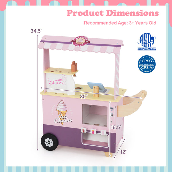 Kids Ice Cream Truck Pretend Play Set for Toddlers with Vending Machine
