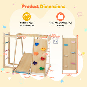Kids Indoor Playground 6-in-1 Jungle Gym for 3-14 Years Olds