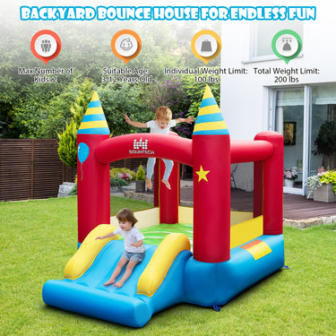 Kids Inflatable Bounce Castle Excluded Blower - Heavy-Duty