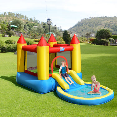 Inflatable Kids Slide Bounce House with 550w Blower - Heavy-Duty