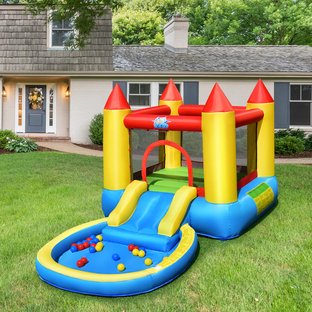 Inflatable Kids Slide Bounce House with 550w Blower - Heavy-Duty