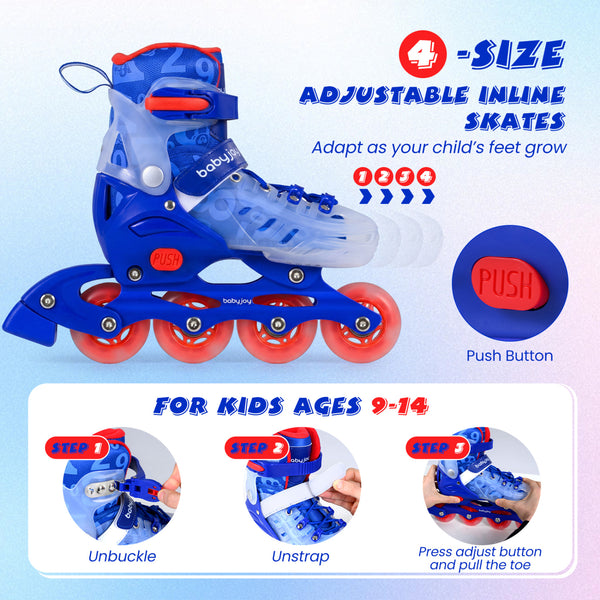 Kids Inline Skates with Light Up Wheels for Beginners Ages 9-14