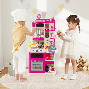 Kids Kitchen Playset Pretend Play Kitchen with Realistic Sounds and Lights